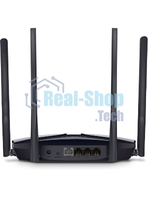 Двухдиапазонный роутер MERCUSYS MR80X AX3000 Wi-Fi 6, до 574 Мбит/с на 2,4 ГГц + до 2402 Мбит/с на 5 ГГц,4 фиксированные внешние антенны, 3 гигабитных порта LAN, 1 гигабитный порт WAN
