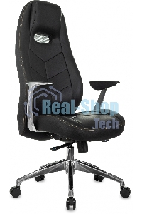 Кресло руководителя Бюрократ Zen/Black черный, кожа, крестовина полированный алюминий