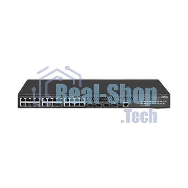 Коммутатор Dahua 28-портовый управляемый, уровень L2+Порты: 24 RJ45 10/100/1000 Мбит/с, 4 SFP+ 1000 Мбит/с(uplink); питание: 100~240В(AC); грозозащита: до 6кВ