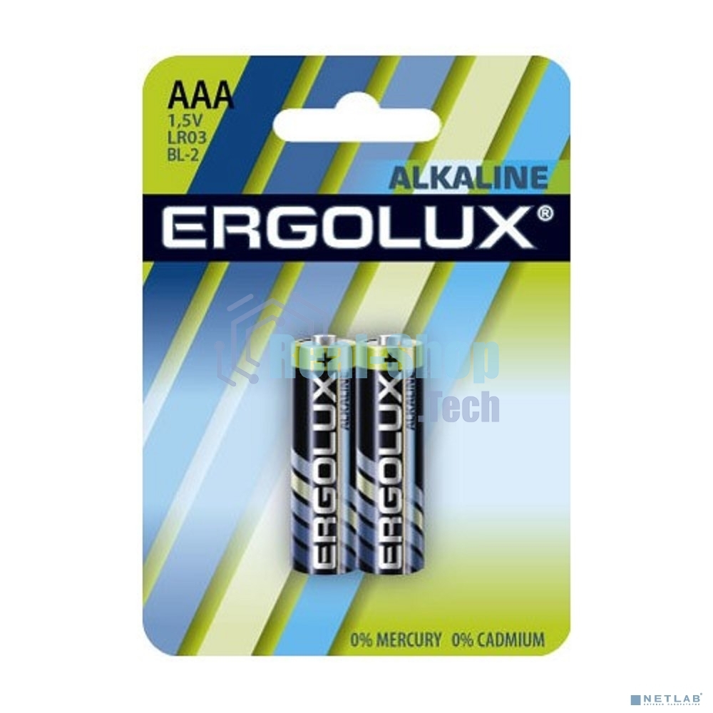 Элемент питания алкалиновый Ergolux LR03 BL-2 1.5В Alkaline (блист.2шт)