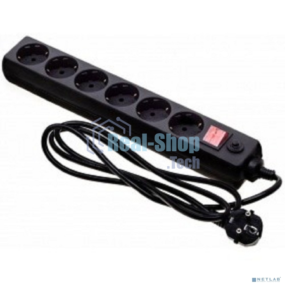 Сетевой фильтр Buro 600SH-16-1.8-B 1.8 м (6 розеток) черный (коробка)