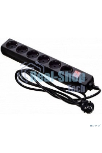 Сетевой фильтр Buro 600SH-16-1.8-B 1.8 м (6 розеток) черный (коробка)