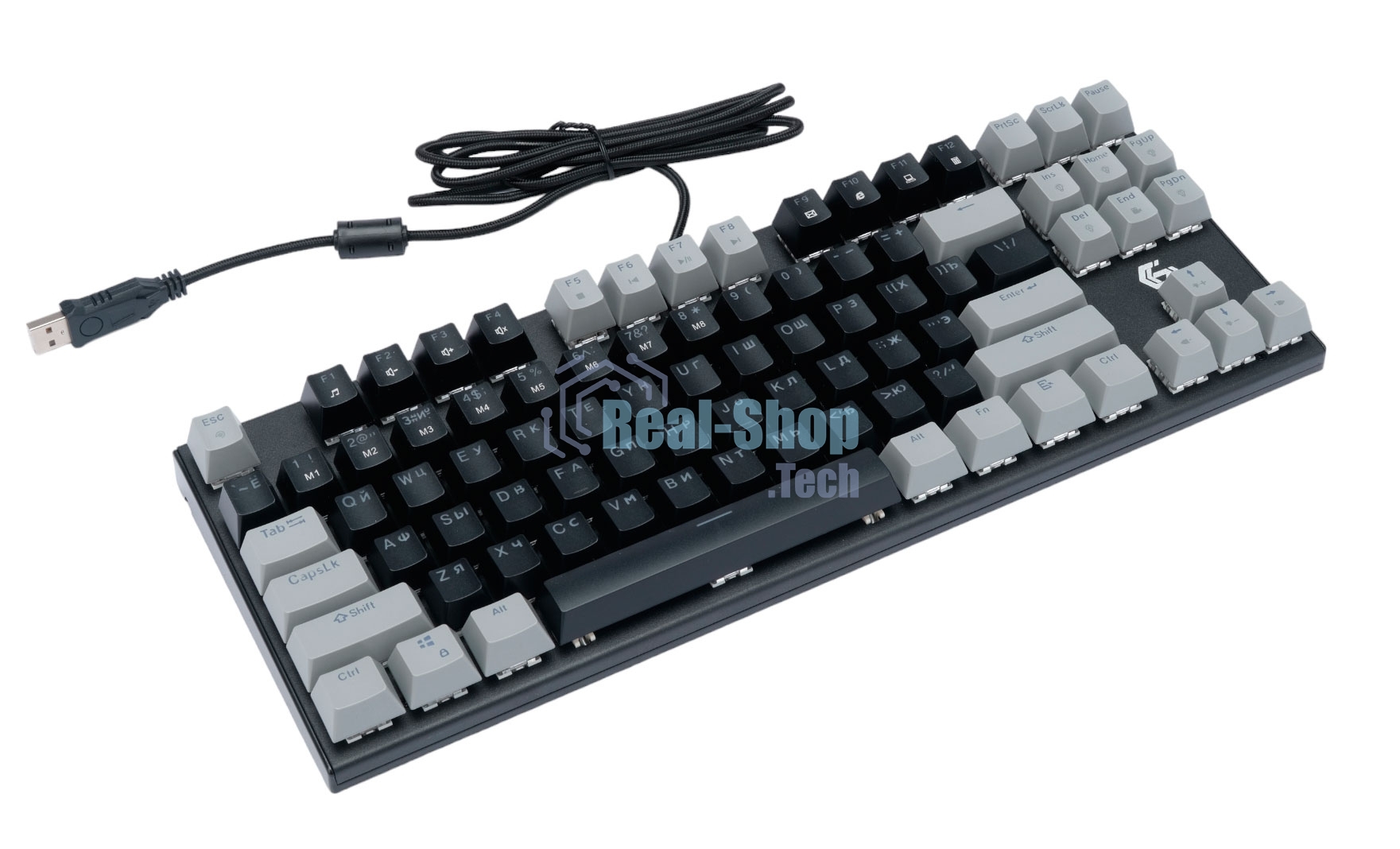 Клавиатура проводная механическая Gembird KB-G600-1, 87кл, Rainbow, коричн.свитчи, 1.8м, черная