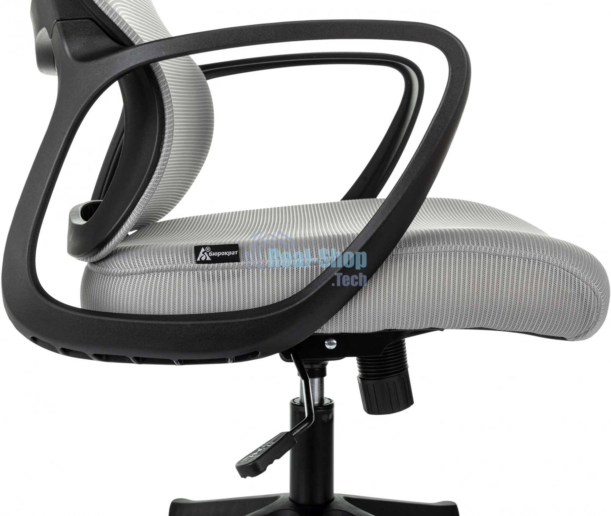 Кресло руководителя Бюрократ Wise серый, сетка/ткань, с подголов. крестов. пластик