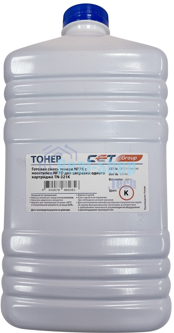 Тонер CET NF7K+NF7D черный бутылка 544гр. для принтера Konica Minolta Bizhub 224e/C224/284/364