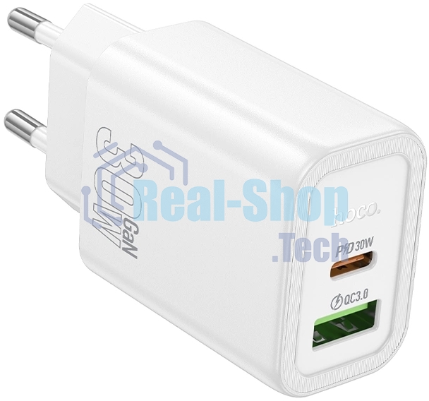 Сетевое зарядное устройство Hoco N63 Gentle 30W 3A (PD+QC) белый