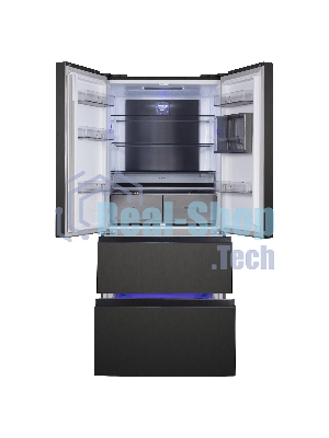 Холодильник Korting KNFF 82535 XN черная нержавеющая сталь трехкамерный 354/186л морозилка снизу
