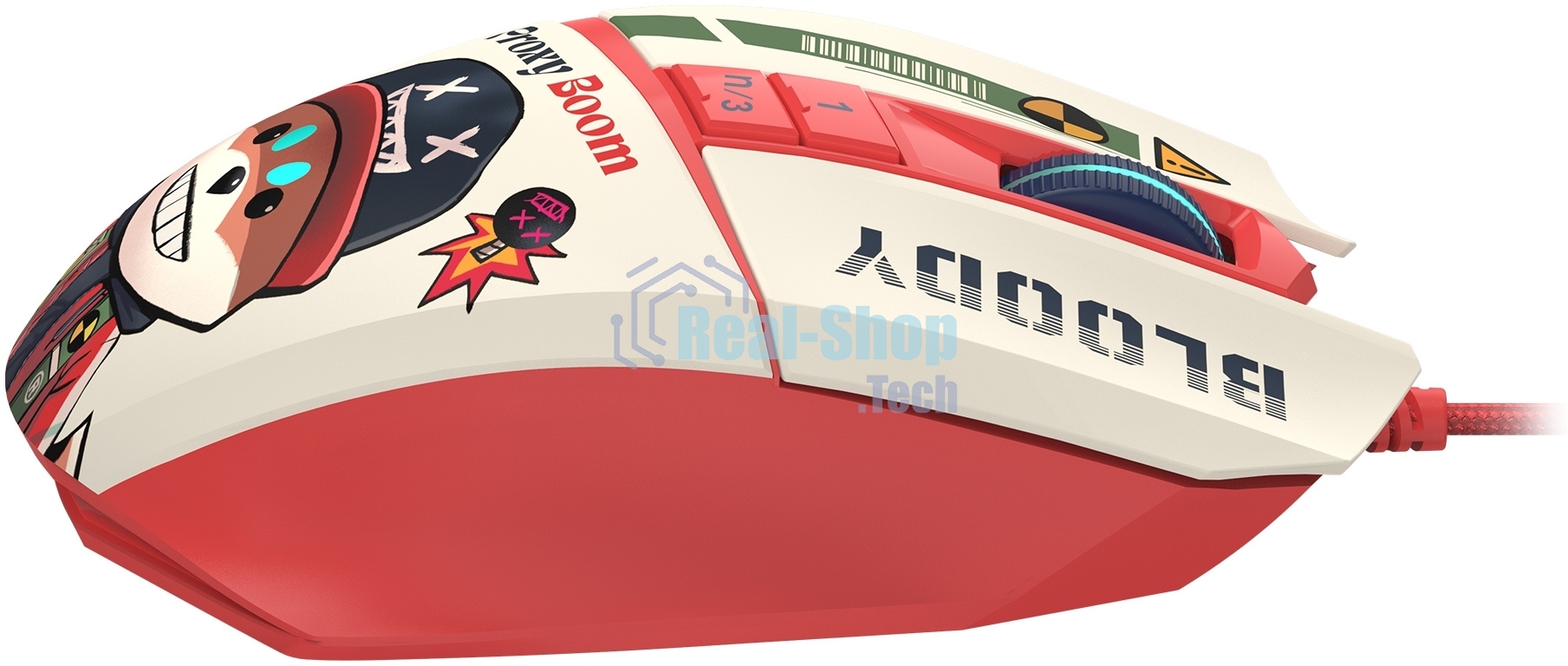 Мышь проводная A4Tech Bloody W63 Max Proxy Boom бежевый/красный, 12000 dpi, USB, кнопки - 9