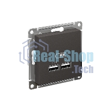 Розетка AtlasDesign USB A+A, 5В/2,1 А, 2х5В/1,05 А, механизм, базальт