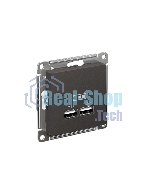 Розетка AtlasDesign USB A+A, 5В/2,1 А, 2х5В/1,05 А, механизм, базальт