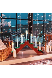 Горка новогодняя Neon-night 7 свечек корпус красн. свечение теплый белый