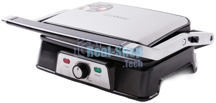 Гриль-пресс электрический Endever Grillmaster 220, серебристый/черный