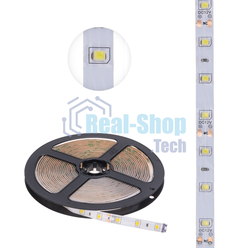Лента светодиодная 5 м 12 В 2835 2700 К IP65 60 LED/м для БП с клеммами LAMPER