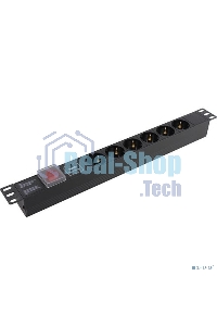 Блок розеток горизонтальный ExeGate ServerPro PDU-19H607 Al-6S-C14-SW-SPD1, 19