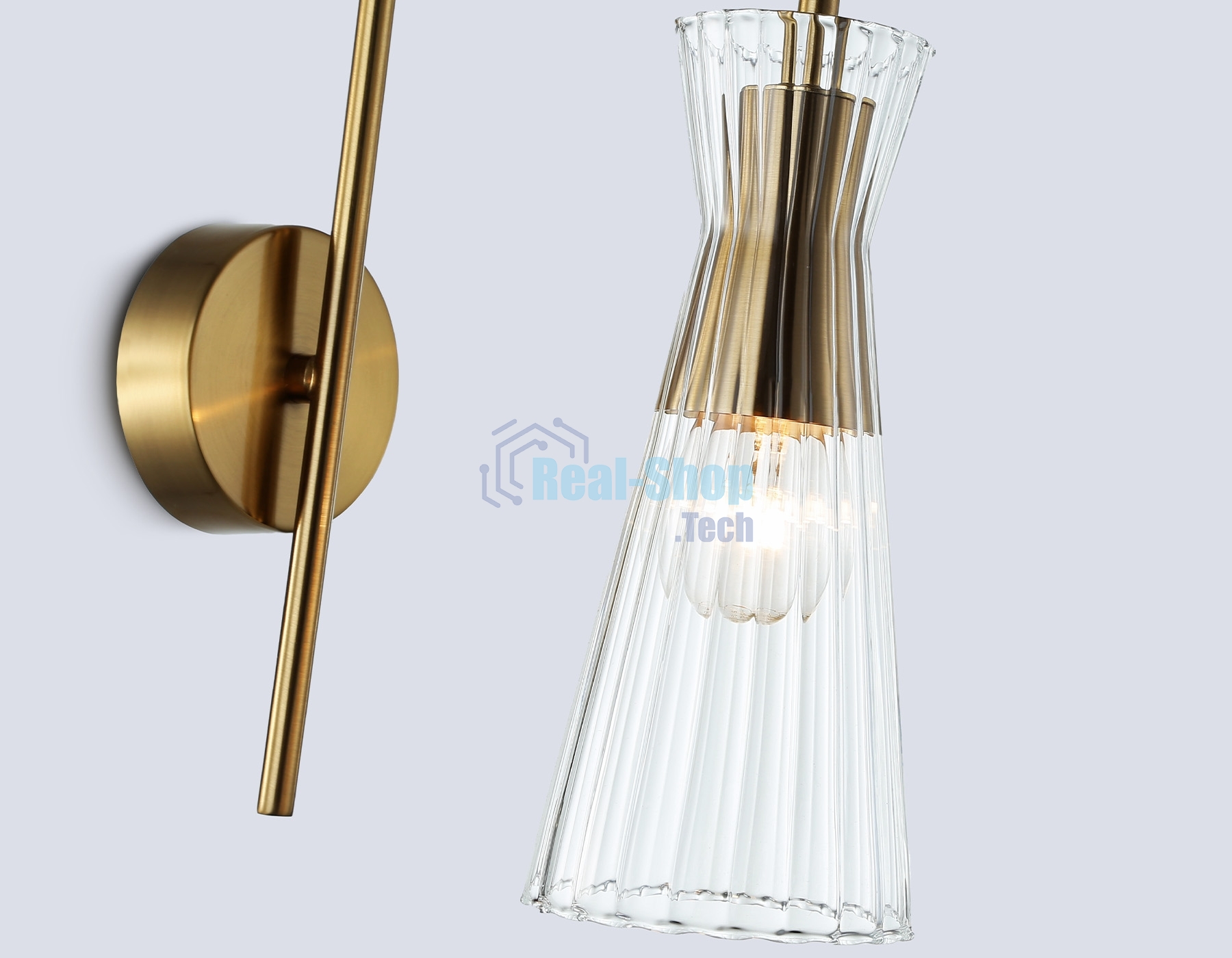 Настенный светильник Ambrella light LH55705 BS/CL латунь/прозрачный E14 max 40W 220*90*300