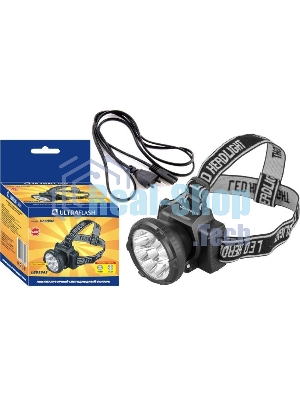 Фонарь налобный аккумуляторный LED 5363 (220В 9LED 2 режима; черный) Ultraflash 11257