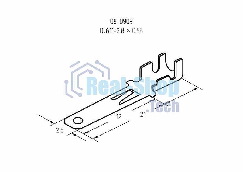 Клемма плоская Rexant штекер 2.8 мм 0,5-1.5 мм² (РП-п 1.5-(2.8))