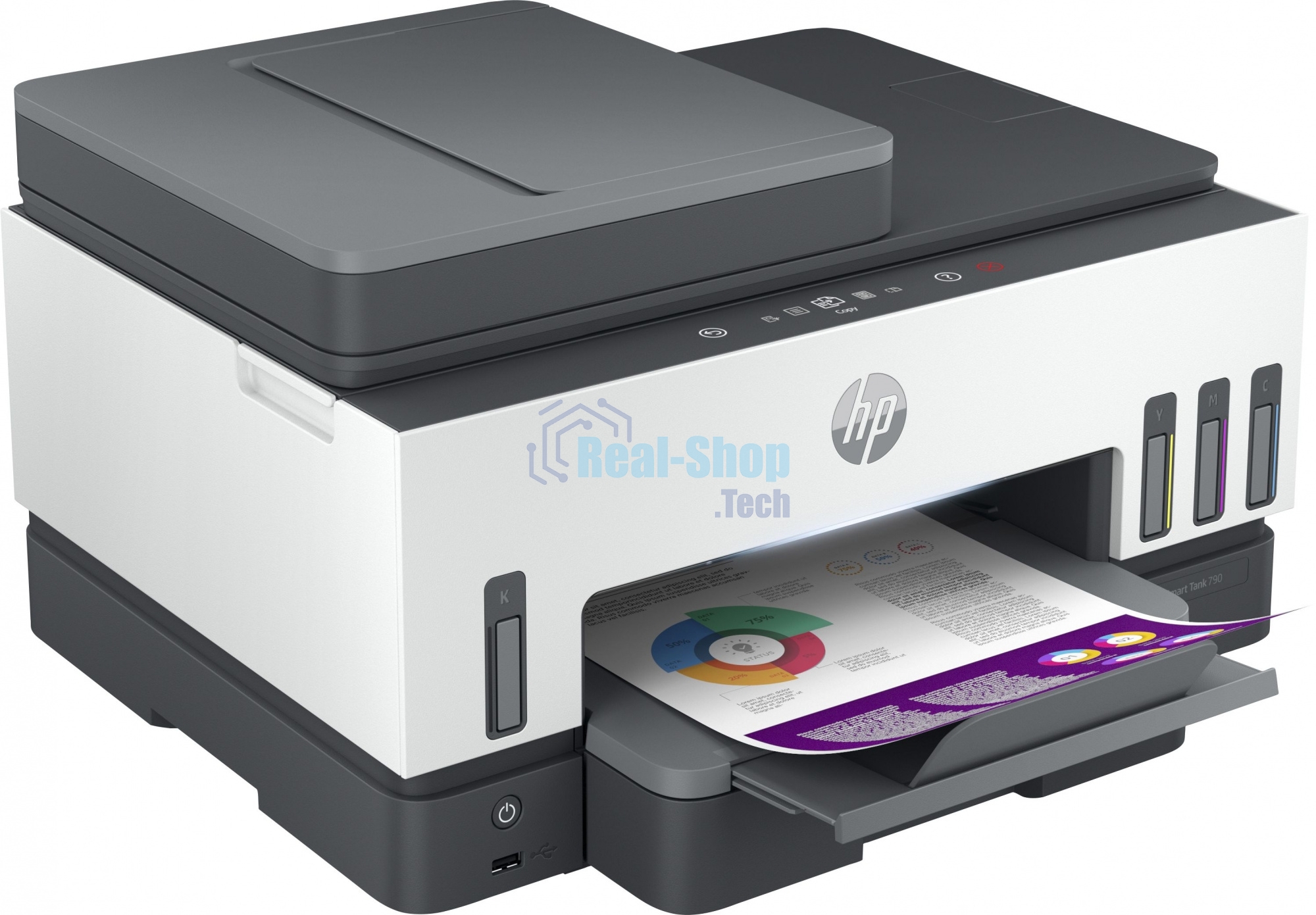 МФУ струйное HP Smart Tank 790 (4WF66A), A4, цветной, печ. до 15 стр/мин. (ч/б) до 9 стр/мин. (цвет), 1200 x 1200 dpi (ч/б печать, скан.) 1200 x 4800 dpi (цвет), USB, Wi-Fi, BlueTooth, Air Print, Mopria