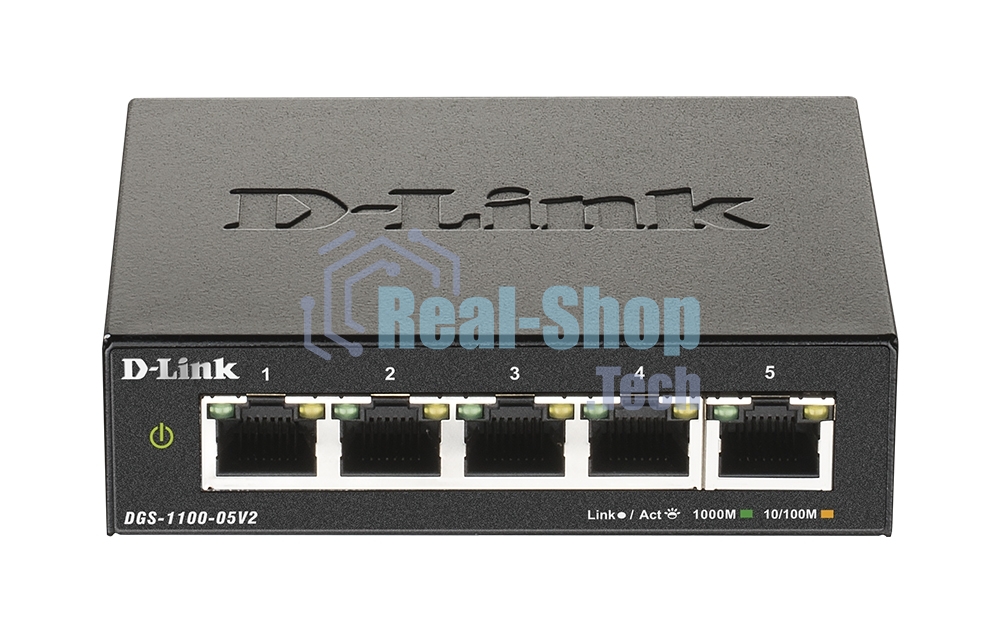 Коммутатор D-Link DGS-1100-05V2/A1A, 5×1 Гбит/с, настраиваемый