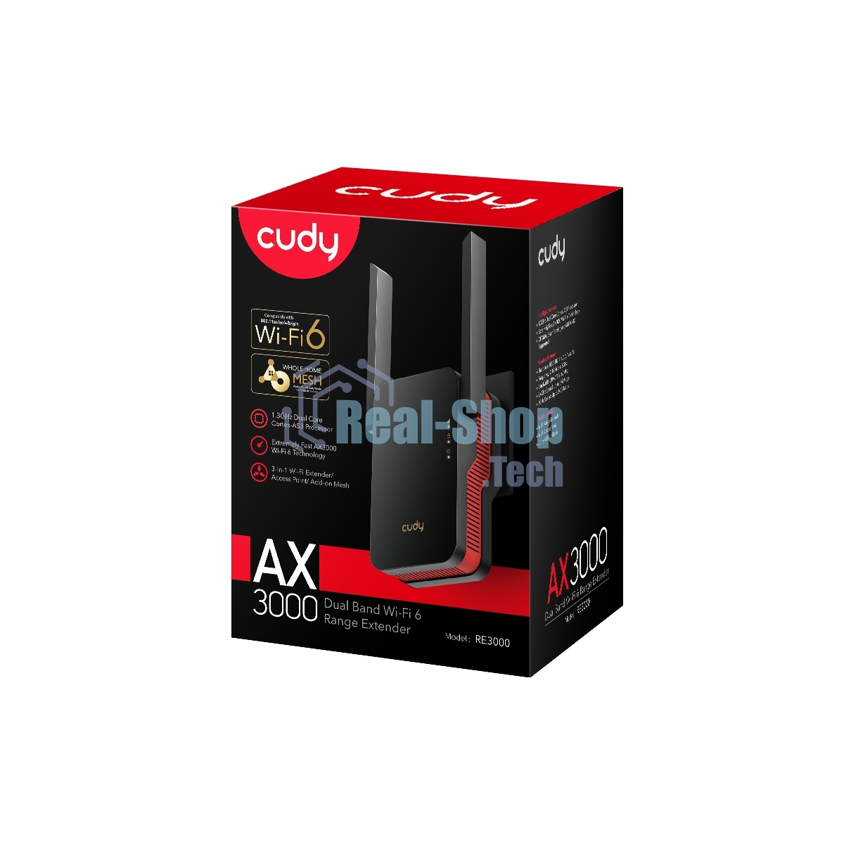 Повторитель беспроводного сигнала Cudy RE3000 AX3000 Wi-Fi черный
