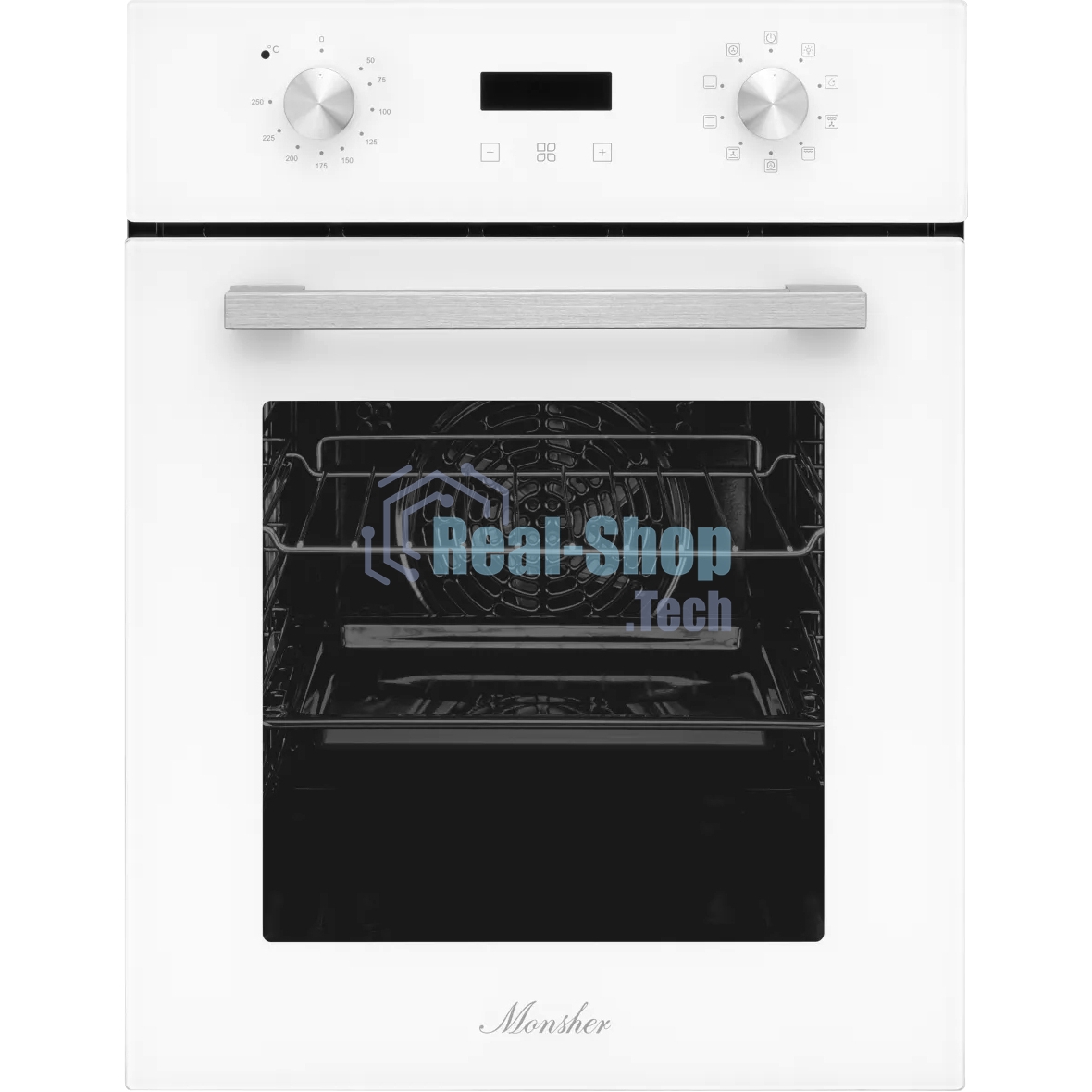 Духовой шкаф электрический Monsher MOE 4592 Blanc ширина 45 см, High-Tech, 50 л, гидролизная очистка, 9 режимов, белый