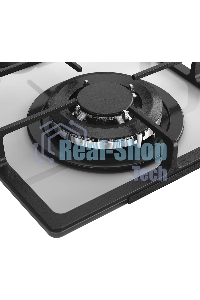 Газовая варочная панель MONSHER MGG 33 Blanc, газ, High-Tech, 30 см, автоматический электроподжиг, газ-контроль, форсунки под сжиженый газ, SABAF конфорки, чугунные решетки, белый