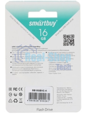 Флешка USB Smartbuy V-Cut Black (SB16GBVC-K), 16Gb, USB 2.0, R/W 20/10 , черный