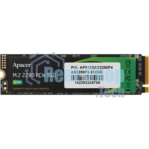Накопитель SSD Apacer AS2280P4, 512Gb, M.2 2280, PCIe 3.0 x4, NVMe, R/W 2100/1500