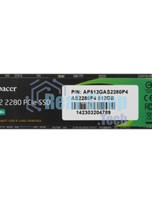 Накопитель SSD Apacer AS2280P4, 512Gb, M.2 2280, PCIe 3.0 x4, NVMe, R/W 2100/1500