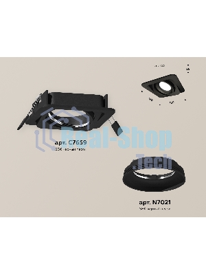 Комплект встраиваемого поворотного светильника Ambrella light XC7659001 SBK черный песок MR16 GU5.3 (C7659, N7021)