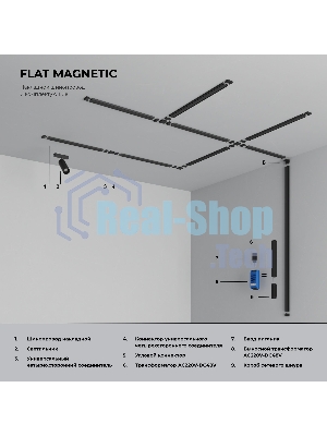 Flat Magnetic Шинопровод накладной (2м) чёрный 85129/00