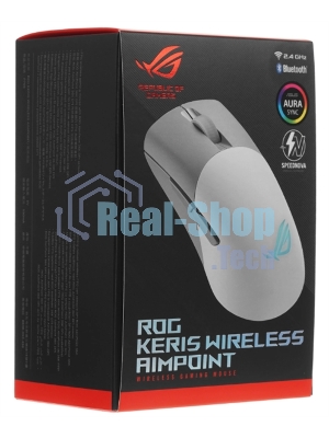 Мышь беспроводная/проводная ASUS ROG Keris Wireless AimPoint белый, 36000 dpi, радиоканал, Bluetooth, USB, кнопки - 5