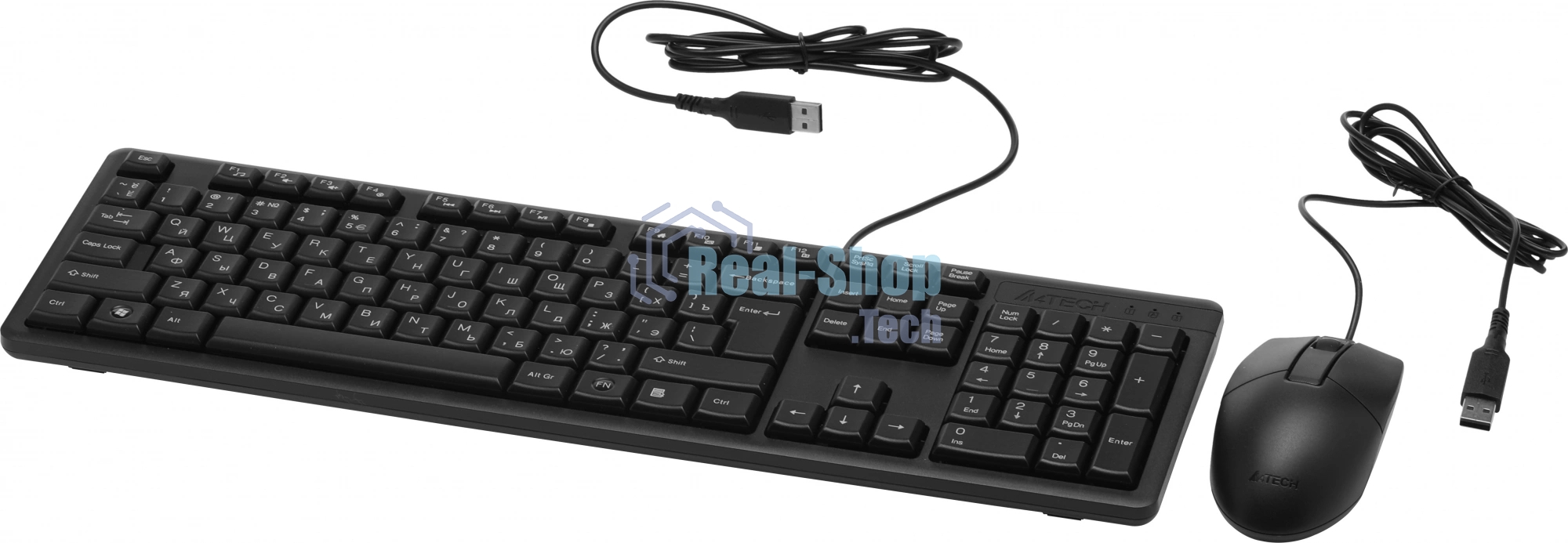 Комплект клавиатура+мышь A4Tech KR-3330 проводной, USB, 1200 DPI, чёрный