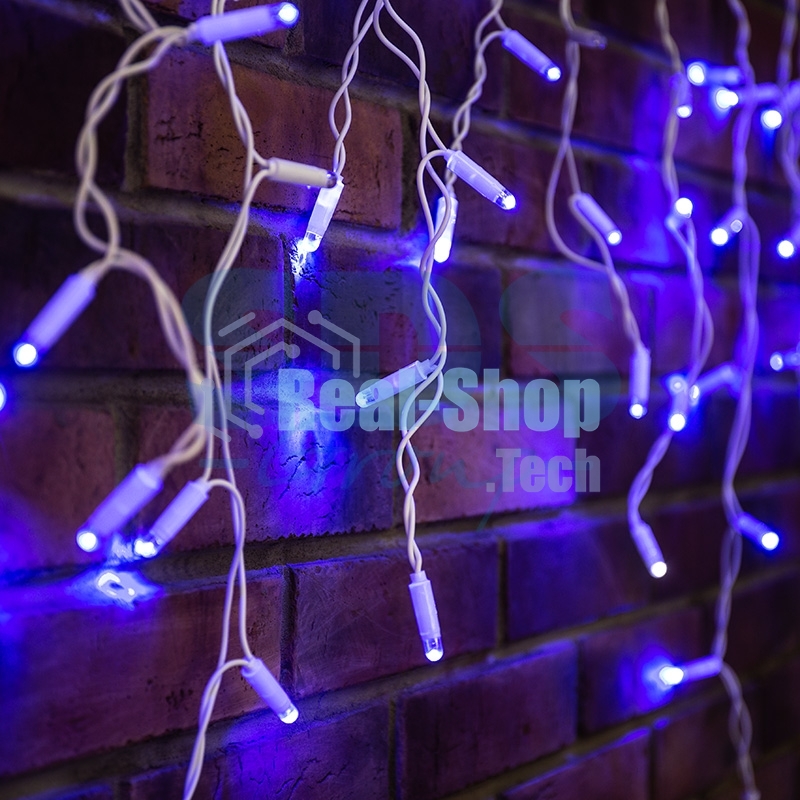 Гирлянда Neon-night Айсикл (бахрома) светодиодный, 2,4х0,6м, эффект мерцания, белый провод, 230 В, диоды СИНИЕ, 88 LED