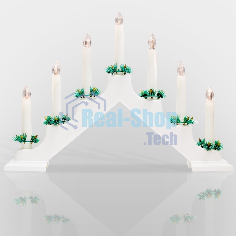 Новогодняя горка Neon-night 7 свечек, цвет корпуса: белый, цвет свечения: теплый белый