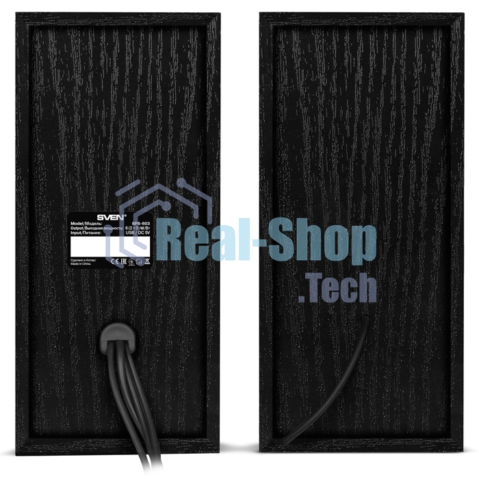 Колонки Sven SPS-603 черный USB-порт ПК, ноутбука или адаптер 5V DC