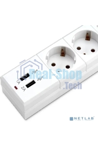 Сетевой фильтр Buro BU-SP1.8 USB 2A-W 1.8 м (6 розеток) белый (коробка)