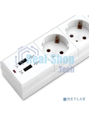 Сетевой фильтр Buro BU-SP1.8 USB 2A-W 1.8 м, 6 розеток, белый, коробка