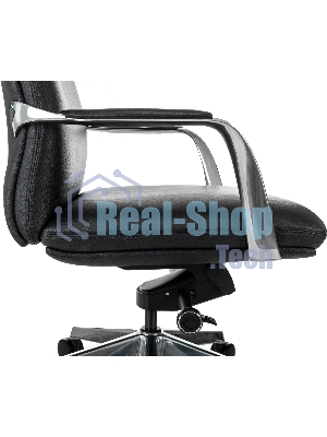 Кресло руководителя Бюрократ VEGA черный кожа крестов. алюминий