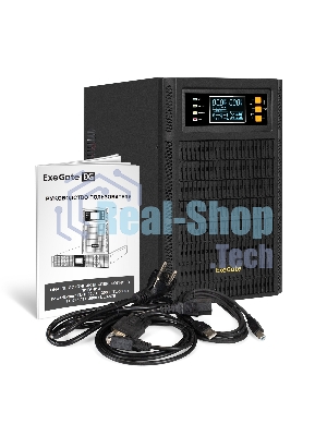 Источник бесперебойного питания On-line ExeGate PowerExpert TL-2000.72V.LCD.AVR.4SH.USB.RS232.SNMP 2000VA/2000W, On-Line, PF=1, LCD, 4*Schuko, RS232, USB, SNMP-slot, встроенные батареи 12V 7.2Ah- 6шт, возможность подключения до 4 внешних батарейных блоков 72В, Tower, металлический корпус, Black