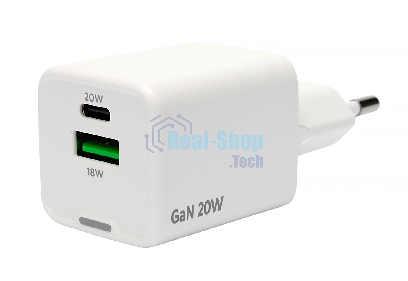 Зарядное устройство Cablexpert MP3A-PC-61, 20Вт GaN, 3А, QC4.0/PD, 1xUSB, 1xType-C, белый, пакет