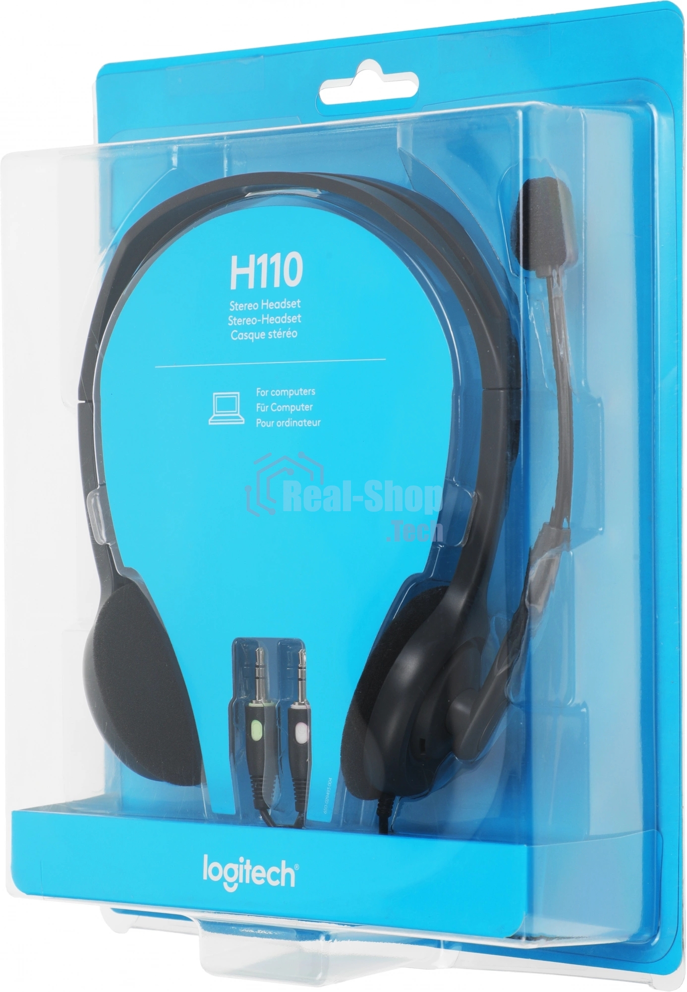 Гарнитура Logitech H110 серебристый, проводная, 3.5 мм