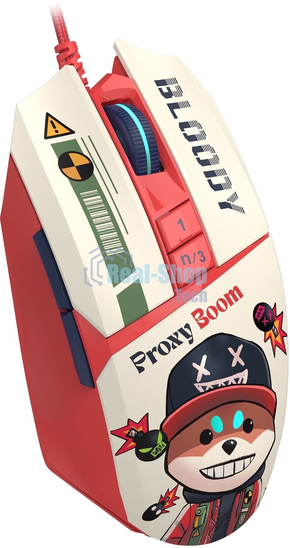 Мышь проводная A4Tech Bloody W63 Max Proxy Boom бежевый/красный, 12000 dpi, USB, кнопки - 9