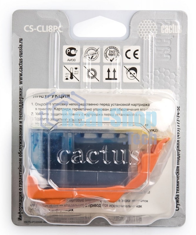 Картридж струйный Cactus CS-CLI8PC голубой (12 мл) для Canon Pixma iP6600/iP6600d/iP6700/iP6700d/MP960/MP970/PRO 9000