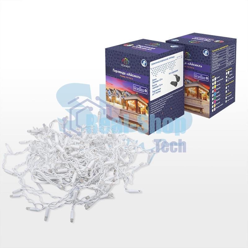 Гирлянда Neon-night Айсикл (бахрома) светодиодный, 2,4х0,6м, эффект мерцания, белый провод, 230 В, диоды СИНИЕ, 88 LED