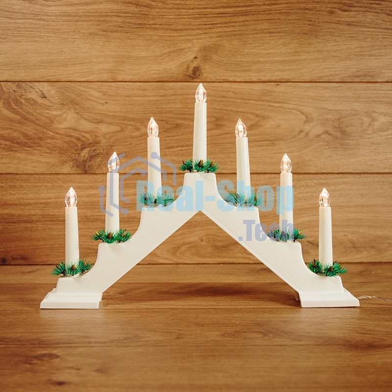 Новогодняя горка Neon-night 7 свечек, цвет корпуса: белый, цвет свечения: теплый белый