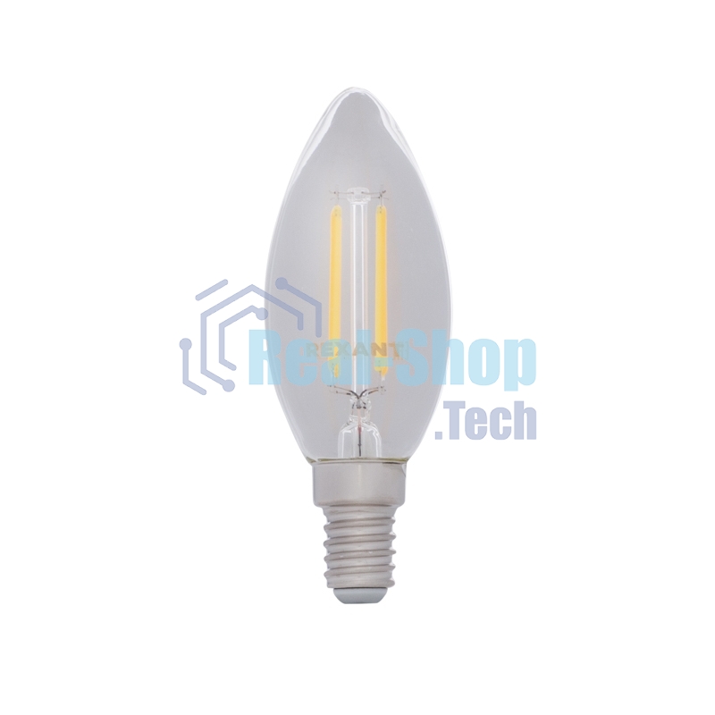 Лампа светодиодная филаментная Rexant Свеча CN35 7.5 Вт 600 Лм 4000K E14 прозрачная колба