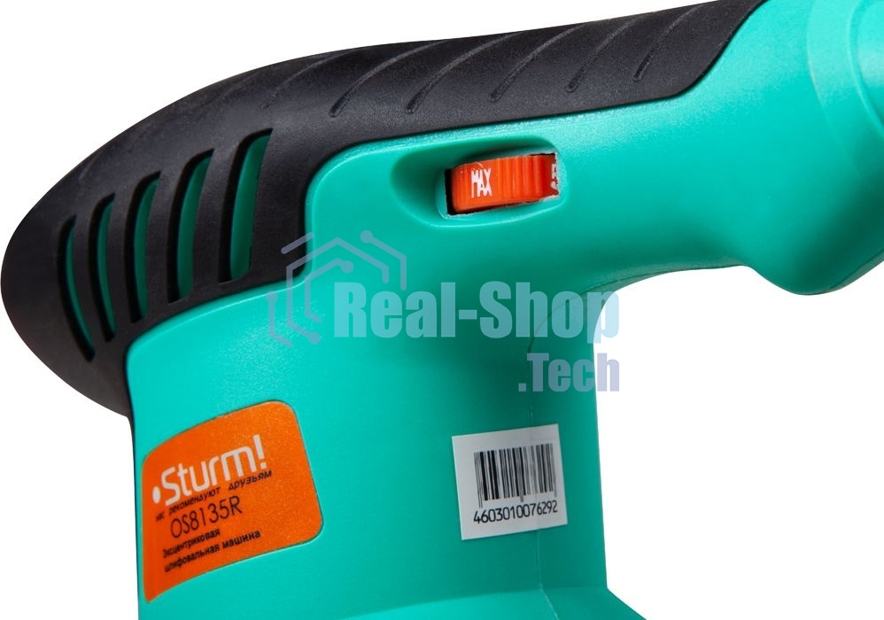 Эксцентриковая шлифовальная машина Sturm OS8135R Эксцентриковая шлифмашина Sturm, 350Вт, d 125мм, рег обор. 5000-12000об/мин, ПЫЛЕСБОР OS8135R