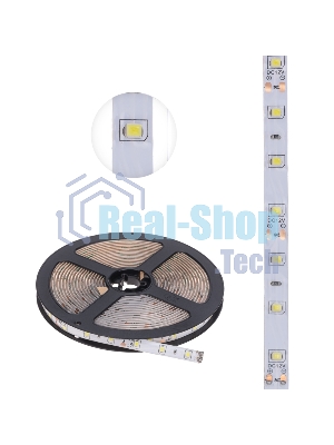 Лента светодиодная 5 м 12 В 2835 6500 К IP65 60 LED/м для БП с клеммами LAMPER