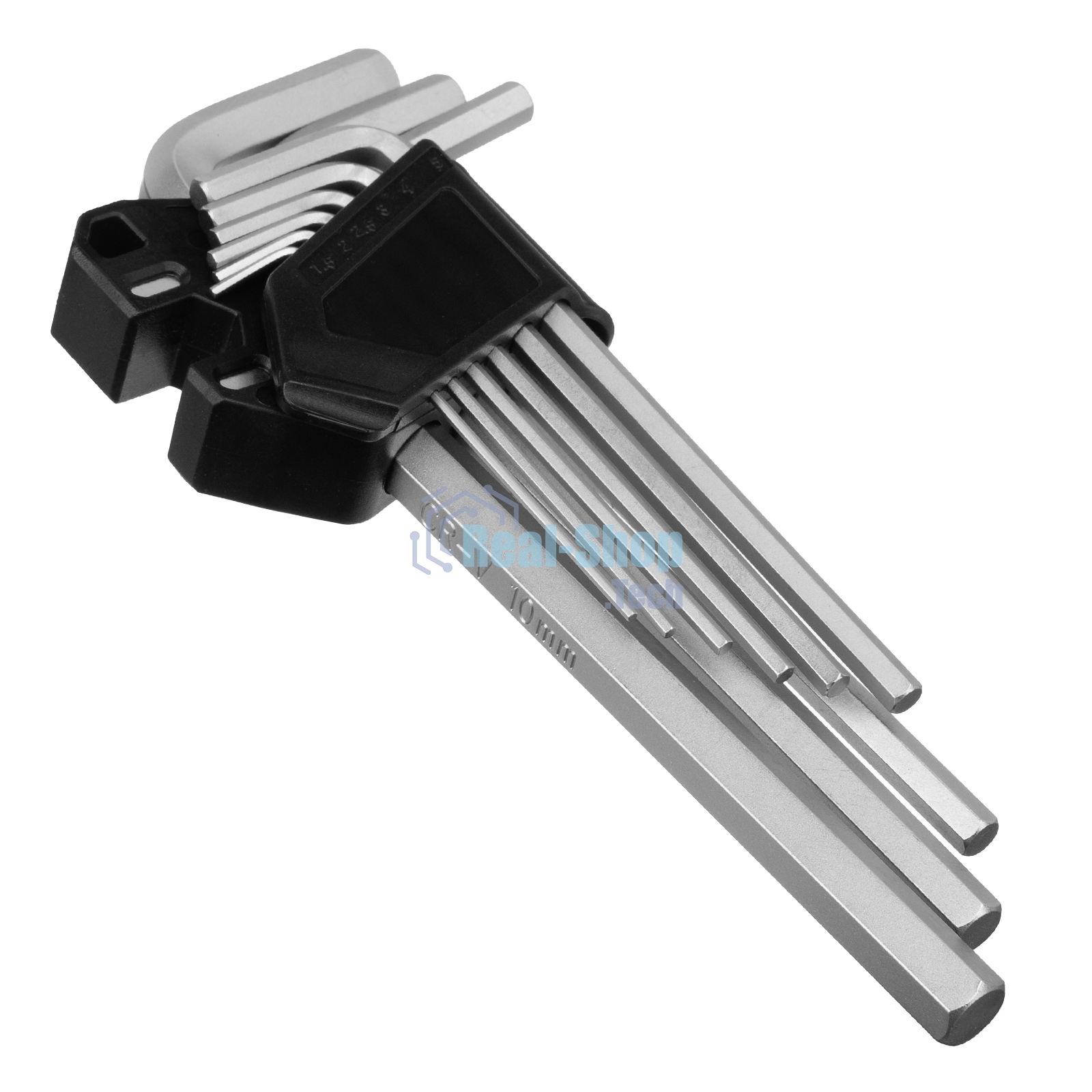 Набор ключей имбусовых Сибртех HEX, 1,5-10 мм, CrV, 9 шт., удлиненные